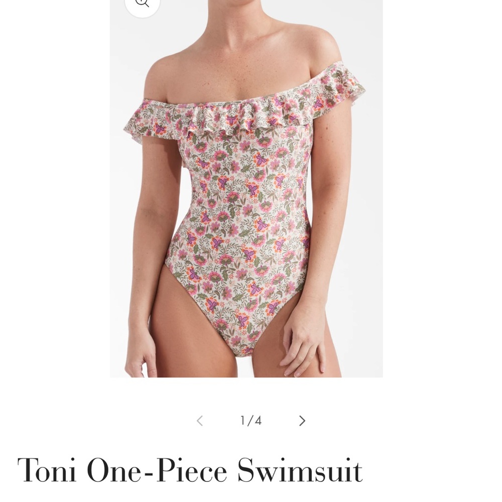 Hermoza floral one piece swim suit with off the shoulder ruffle